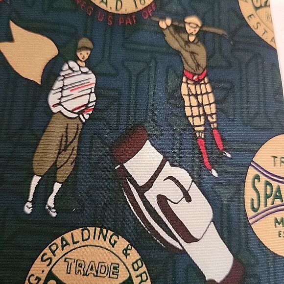 Spalding Neck Tie Golf Golfer Dark Green Made in USA Vintage Look Necktie - Picture 5 of 6
